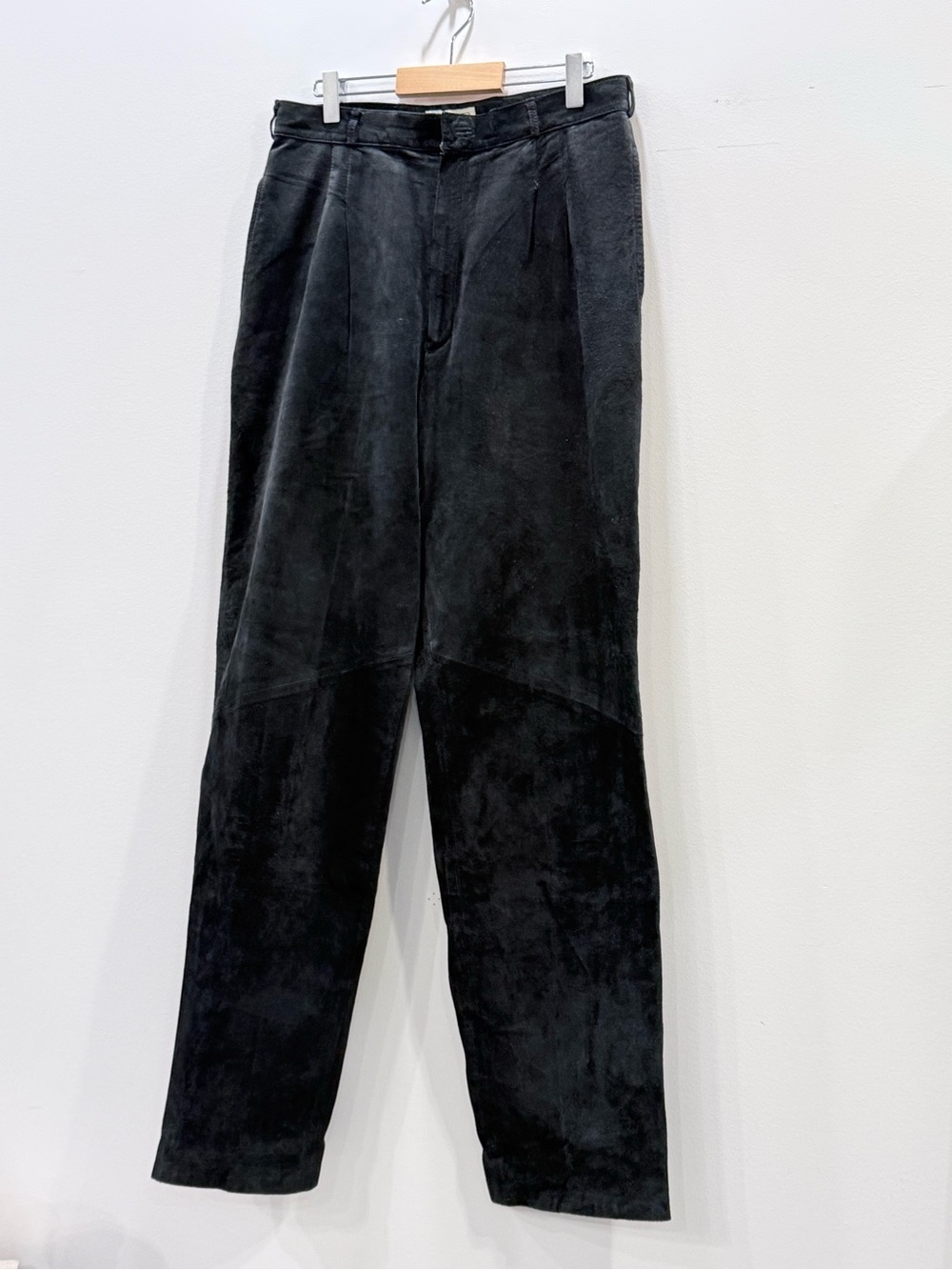 Vintage 90s Delano Onyx Black Suede Minimalist Trousers